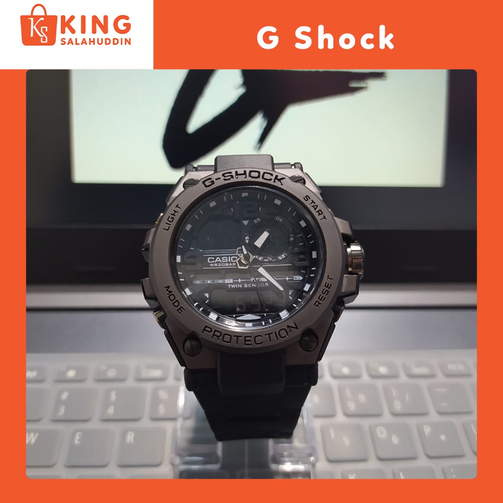 Jam Tangan Dual Time G-Shock Casio Full Black Army Edition WR20BAR GST8600