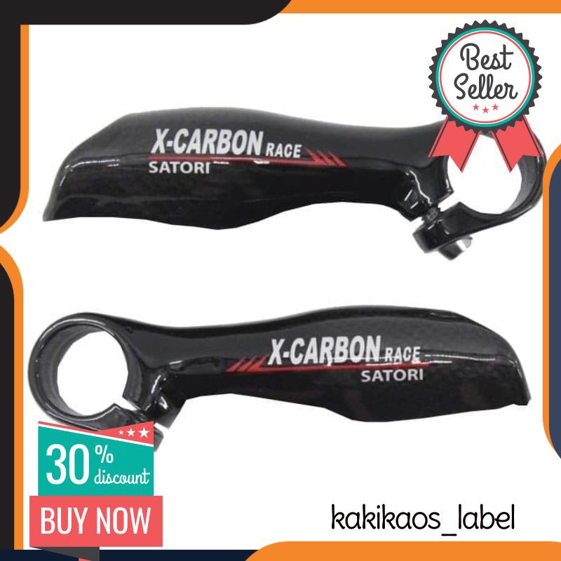 Satori X-Carbon Bar End Carbon Super Light Tanduk Stang Sepeda Black