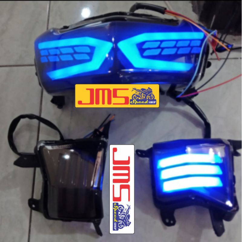 lampu stop belakang dan lampu sen depan led yamaha nmax lama warna merah biru sen warna kuning set