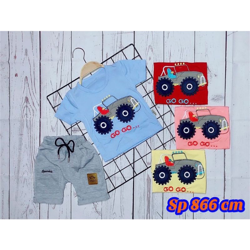 Baju Jalan Bayi Laki Laki Setelan Fashion Anak Cowok Bahan Kaos Murah sparkle