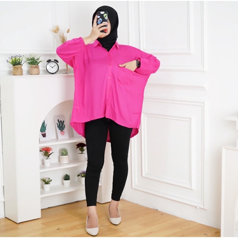 BEFAST - ZFS OOTD Kemeja Oversize HAFIN / HANNA SHIRT KEMEJA RAYON OVERSIZE JUMBO / Atasan Kemeja Wanita Kekinian 2022 / Pakaian Wanita Casual / Kemeja Polos Formal / Oversize Kemeja Terbaru  / Hem Termurah / Terlaris