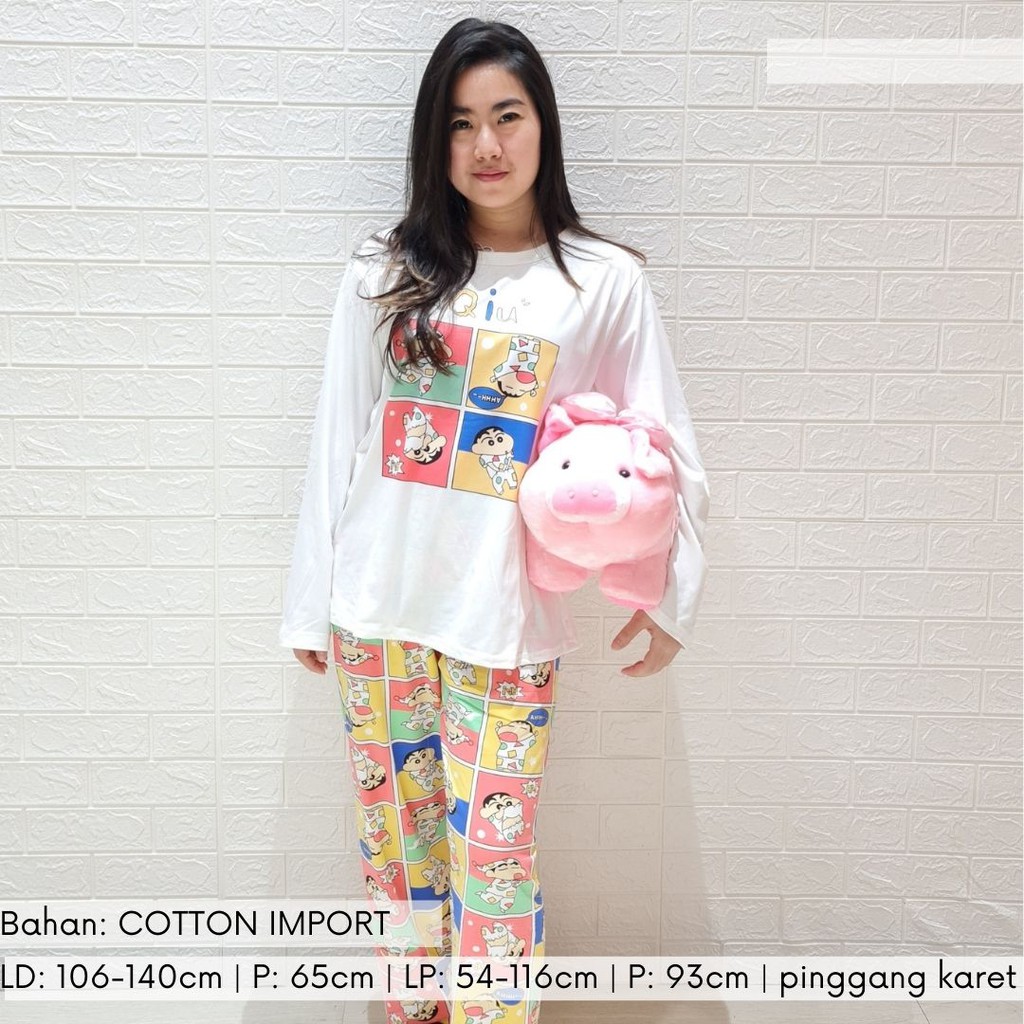 3539 kaos pajamas long shinchan one set import big baju tidur