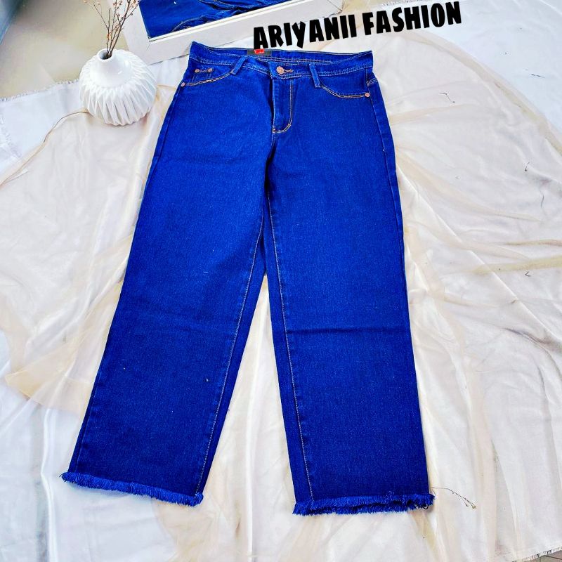 ARN - CELANA JEANS KULOT RAWIS WANITA / HIGHWAIST DENIM MURAH / BOYFRIEND POLOS PANJANG / ORIGINAL WASHED Cutbray KEKINIAN