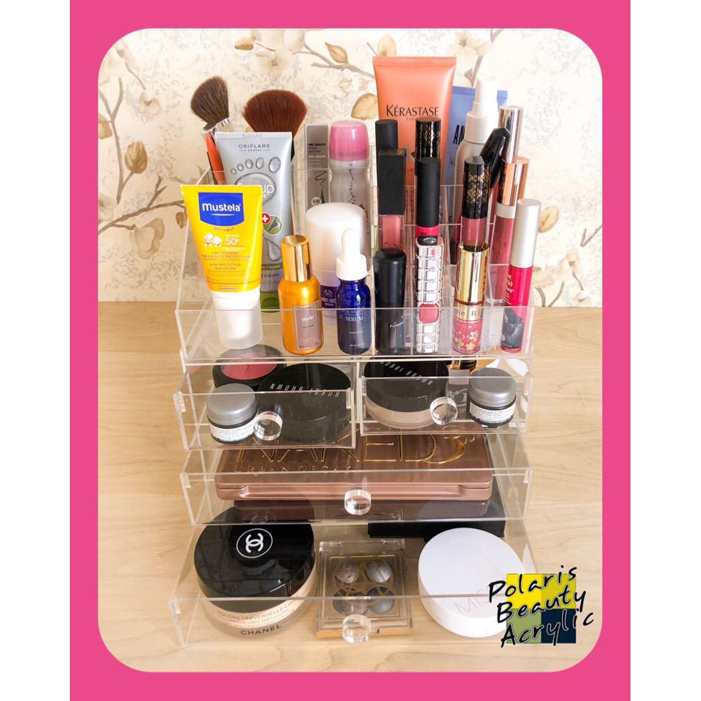 RAK KOSMETIK ACRYLIC-TEMPAT MAKEUP AKRILIK-BEAUTY CASE-SPARKLING