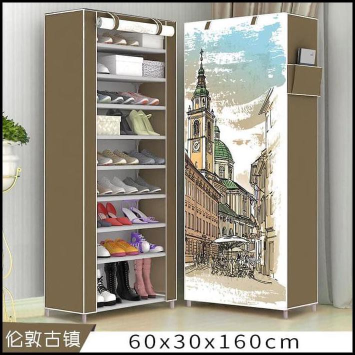 TERPERCAYA London Brown Lemari Sepatu Plastik Rak Sepatu Plastik 10 Susun