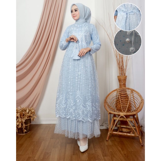 GAMIS NAIMA | BAHAN TILLE BORDIR MUTIARA | By Balli Kebaya