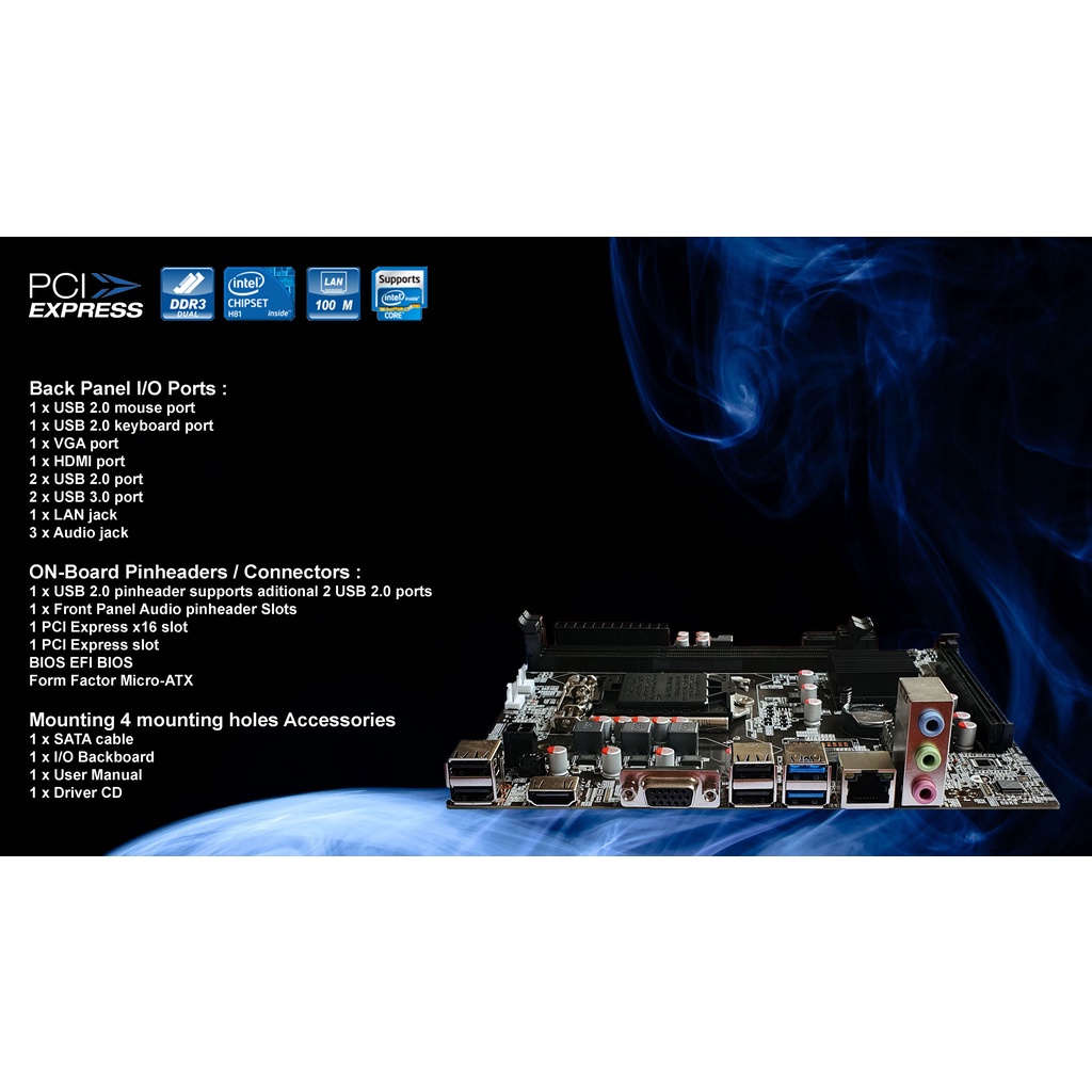 VenomRX Motherboard H81 M.2 NVMe HDMI DDR3