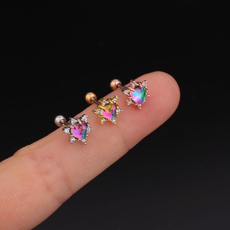 1pc Anting Tusuk Desain Bunga Hias Cz Untuk Wanita