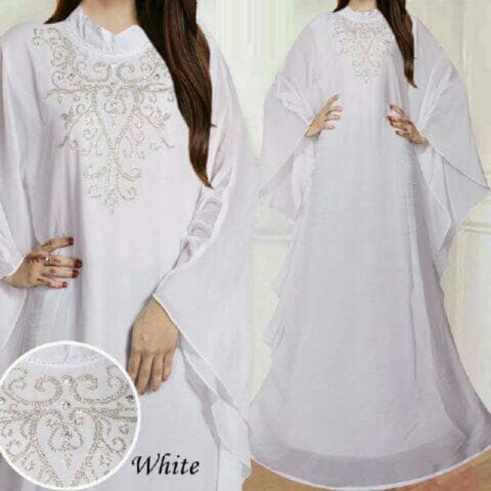 TM-00014 C kaftan claudia white baju pesta klaudia putih agrabutik