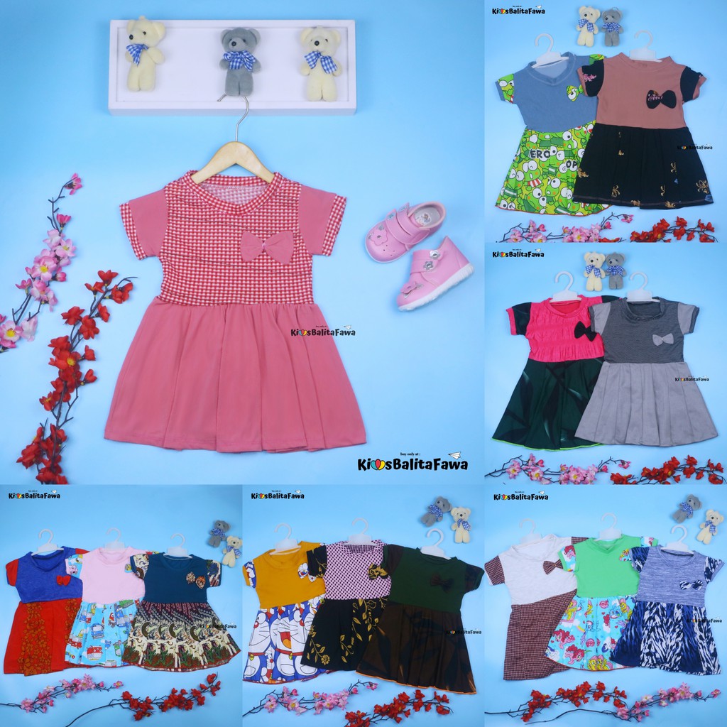 Dress Karin Uk 1-2 Tahun / Baju Anak Perempuan Dres Lengan Murah Pesta / Gaun Pesta Import Karakter