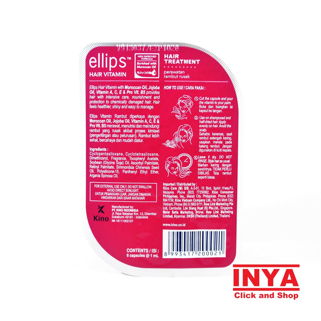 Vitamin Rambut ELLIPS HAIR TREATMENT 6X1ml - PINK