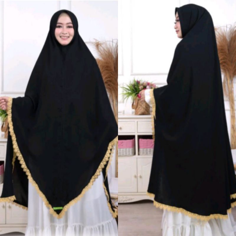 KHIMAR SYARI JETBLACK MTA JUMBO PINGUIN RENDA NON PAD