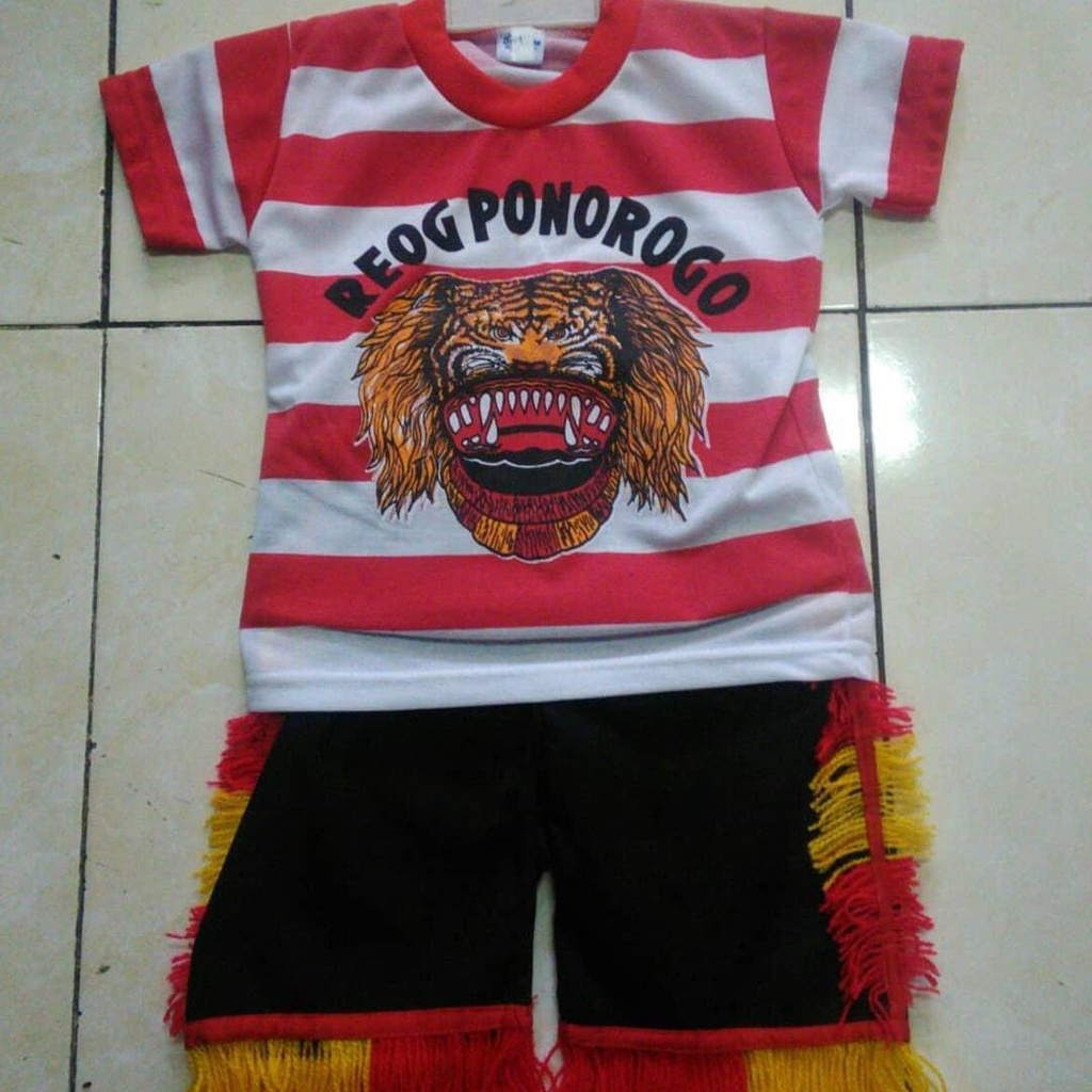 COD...!!! Setelan Kaos Reog Ponorogo Anak (DAPAT BAJU &amp; CELANA) - Tersedia Warna Hitam &amp; Merah - Ukuran Anak Usia 0-15 Tahun