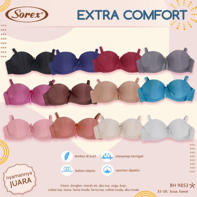 BH BRA 9853 SOREX KAWAT  MODEL HALF CUP EXTRA COMFORT ORIGINAL SIZE 34-38 BAHAN  BERPORI PORI ARA98S