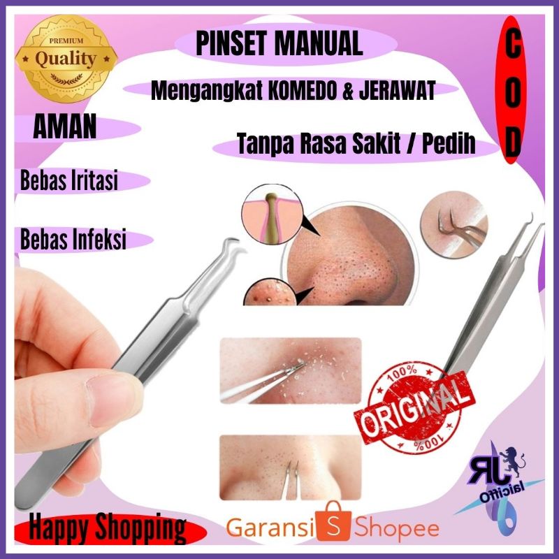 Pinset Stanless alat kecantikan Pembersih Komedo jerawat jepit buang blackhead catut cabut komedo