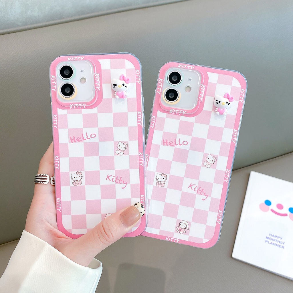 Case Motif Print Catur Warna Pink Untuk IPhone 12 13 11 Pro Max X Xs Max Xr 6119