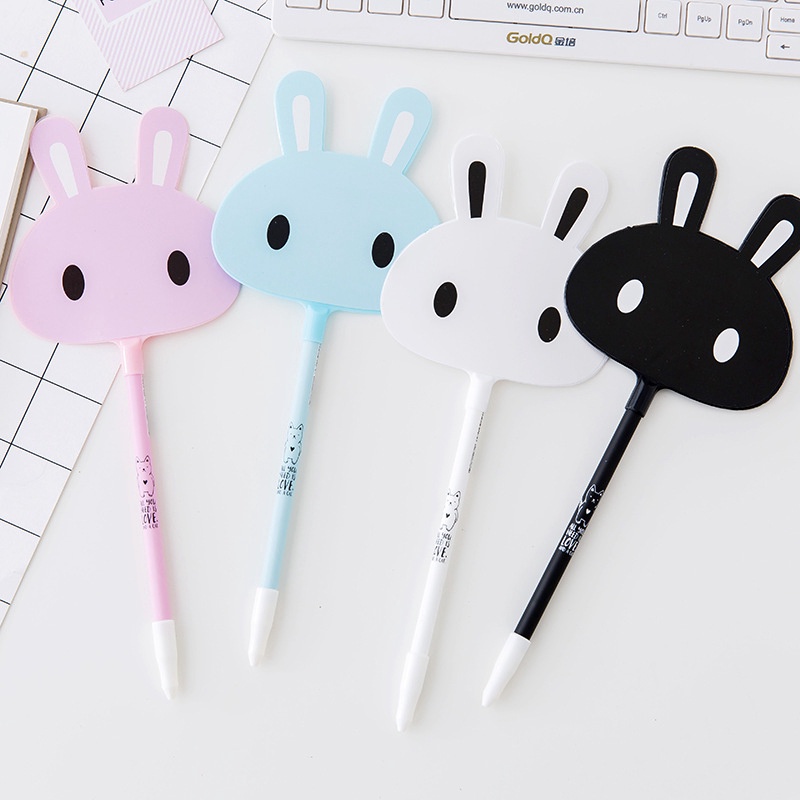 Cartoon Ribbit Fan Shape Gel Black Ink Pen School Stationery School Office Supplies