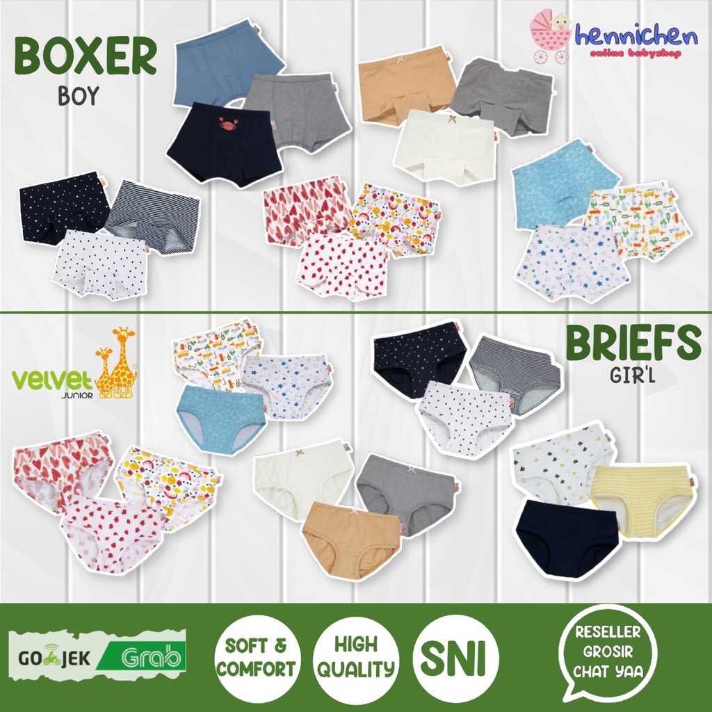 VELVET JUNIOR UNDERWEAR BOXER BRIEF BOY GIRL CELANA DALAM ANAK