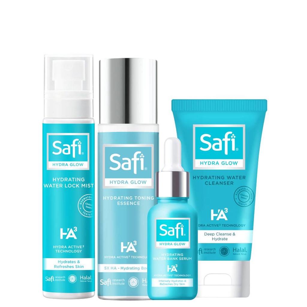 Safi Hydra Glow (Lock Mist/Water Cleanser/Bank Serum /Toning Essence)