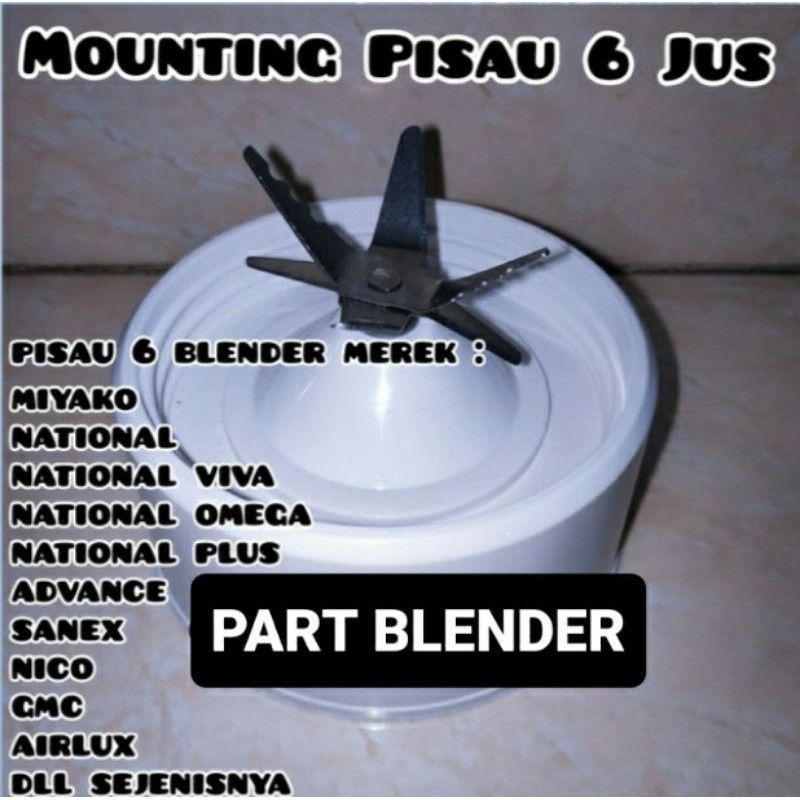 Gelas Blender MIYAKO Nasional set, Monting  , JUS , Choper , Chopper , Coper , Pisau  ,  6  , Putih,  Blender, Monting, Mounting Blender National