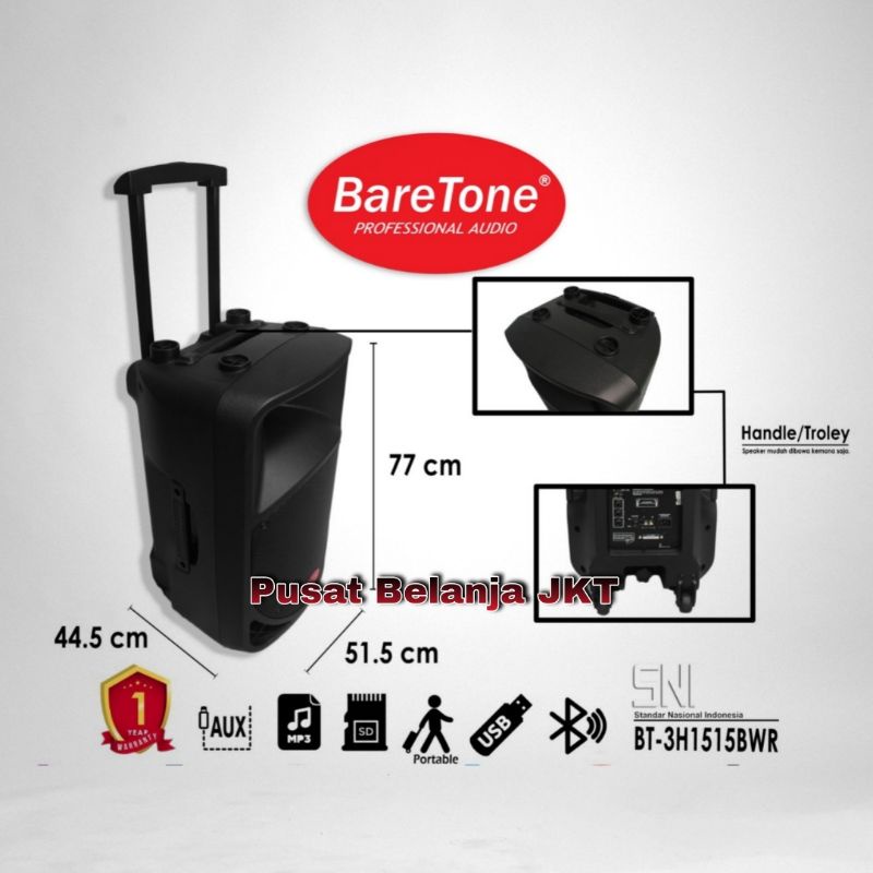 SPEAKER PORTABLE AKTIF BARETONE 15 INCH 3H1515BWR BLUETOOTH WIRELESS MEETING