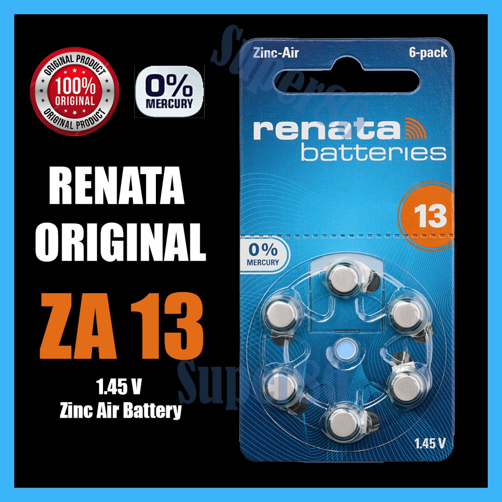 Renata ZA13 Original Hearing Aid Battery ZA 13 Baterai Alat Bantu Dengar Pendengaran Batre Batere Asli Ori