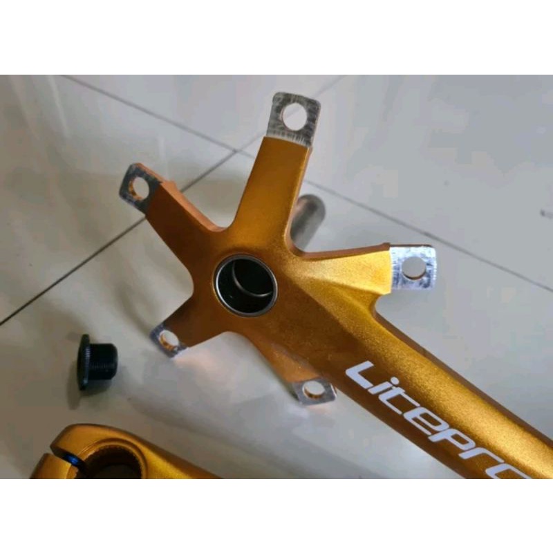 Crank Arm Litepro HT2 Forged MPF 170 Mm BCD 130 MM Gold Kuning crank arm litepro rangka sepeda