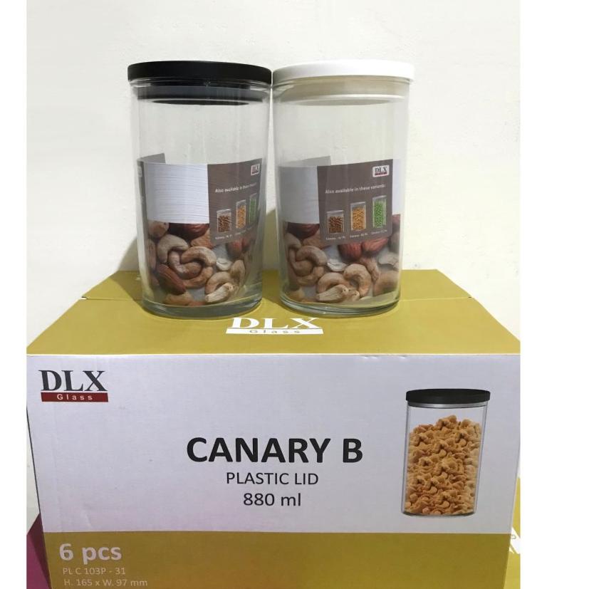Toples kaca dlx canary b tutup hitam dan putih