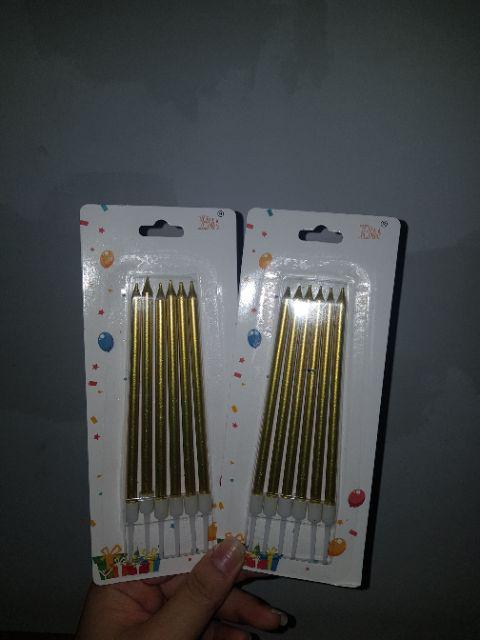 Lilin Ulang Tahun Gold Panjang / Lilin Lidi Gold 6 In 1