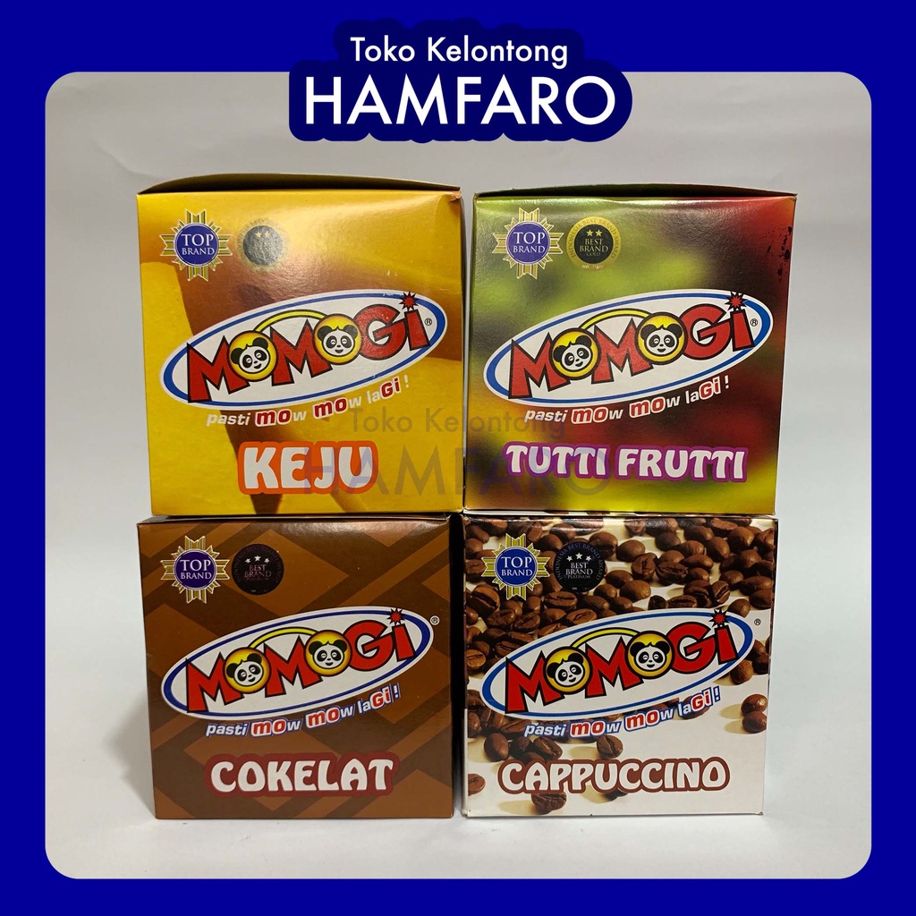 

[PROMO!!!] MOMOGI SNACK COKLAT / TUTTI FRUITTI / KEJU / CAPPUCINO 1 BOX ISI 20