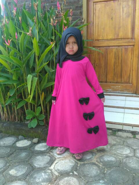 Gamis anak pita lucu/ baju Muslim