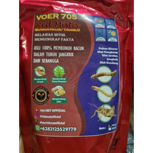 voer 705 red mistis 100gr pakan burung basmi virus bakteri jangkrik ulat sblm burung makan 705 red