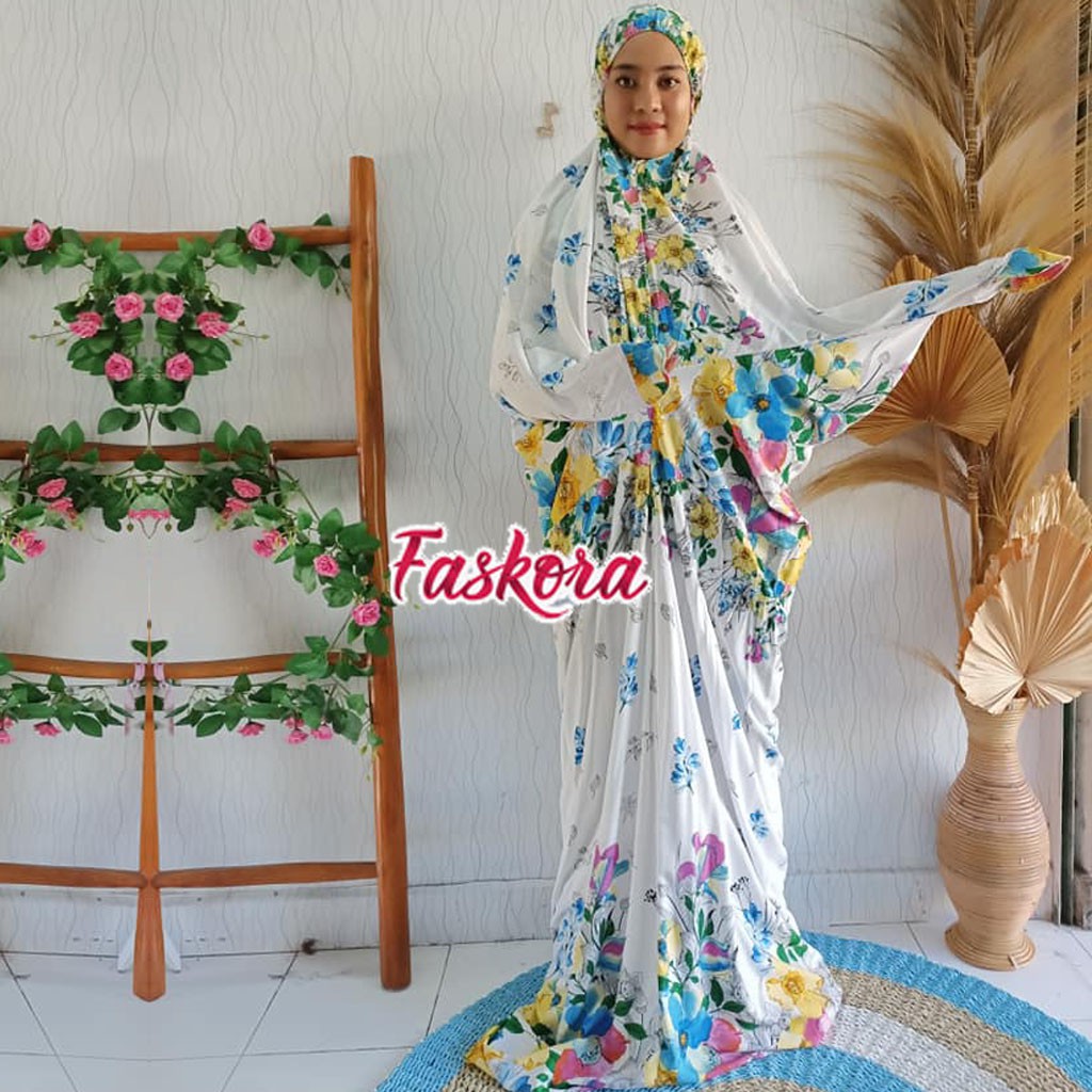 Mukena Terusan Dewasa Putih Polos / Mukena Rayon Bali Polos Jumbo / Mukena Katun Rayon Polos Putih