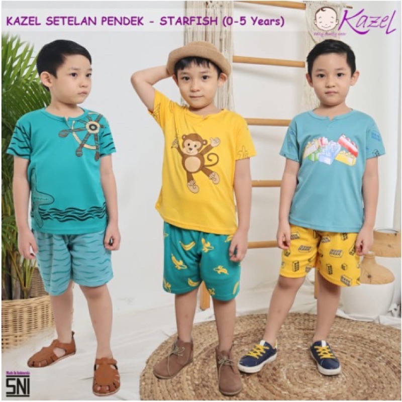 1 Setelan Pendek Kazel StarFish Indian Swan Castle Bulan Bintang Lentera NB-XXL (0-6 tahun) CBKS