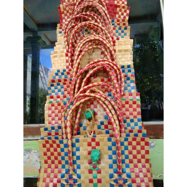 NTJ//TAS ANYAMAN PLASTIK WARNA TUTUP ATAS/ukuran kecil/BISA COD/Parsel Lebaran/Bingkisan/Hampers