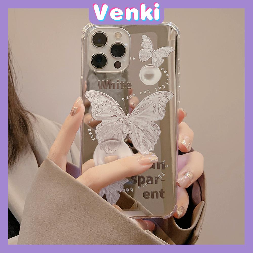 iPhone Case Acrylic HD Mirror Laser Airbag Shockproof Protection Camera Cute Crystal Butterfly Compatible For iPhone 11 iPhone 13 Pro Max iPhone 12 Pro Max iPhone 7 Plus xr