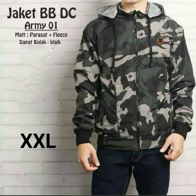 Jaket army bolakbalik / jaket bb dc army / jaket doreng bolak balik