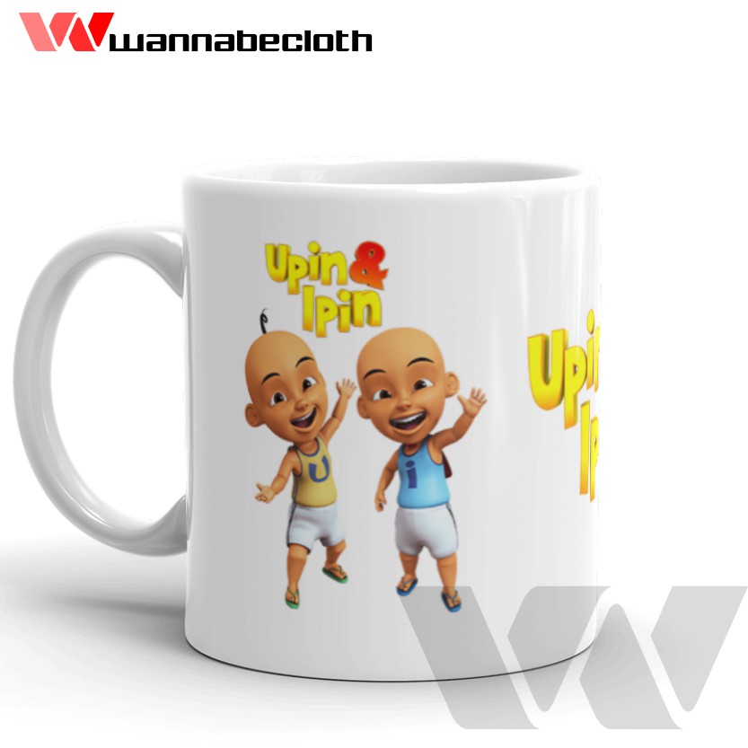 Gelas Upin dan Ipin Mug Upin Dan Ipin Cetak Mug Custom Souvenir Mug Anak Kartun Mug Upin dan Ipin v6
