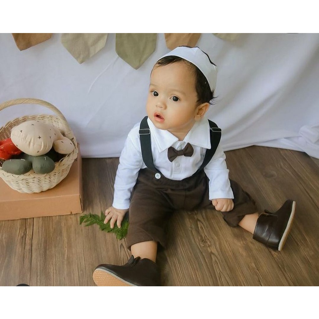 Setelan KOKO SUSPENDER  bayi laki-laki 100% cotton double knit / pakaian anak cowok / baju pesta siz