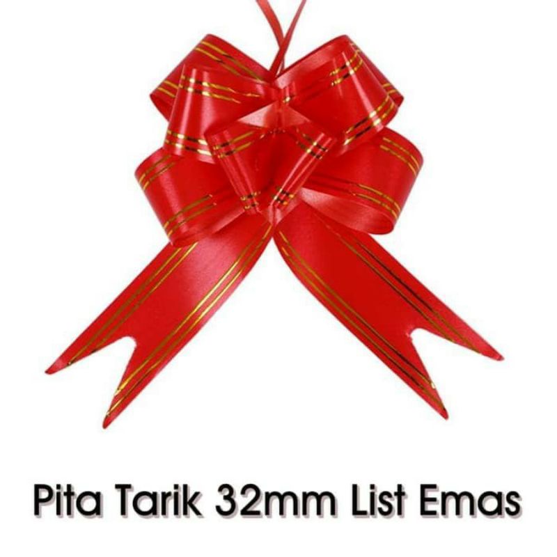

JKT 5pcs Pita Tarik Lis Emas 32mm Pita Serut Besar Hiasan Parcel Souvenir Pull Flower Ribbon