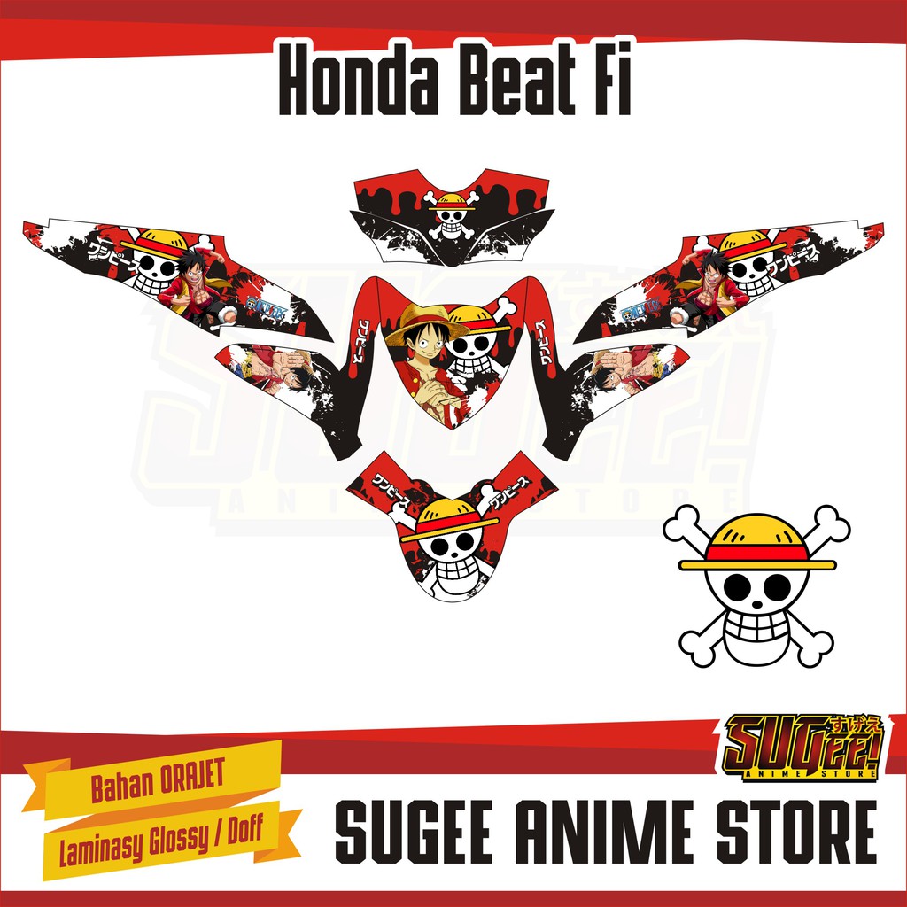 Sticker Anime Decal Motor Honda Beat Fi Luffy One Piece Shopee