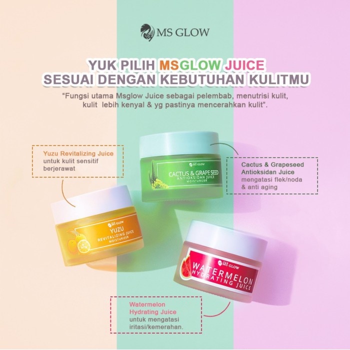 Ms Glow Watermelon Hydrating Juice Moisturizer - Pelembab Wajah untuk Menghidrasi Kulit Kering Bruntusan dan Iritasi