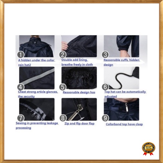 GS8 Jas Hujan Outdoor Waterproof Mantel Baju Hujan Jas Ujan Pria wanita Dewasa Pole Jas Hujan Motor Size BIASA JUMBO Jas Hujan Pengendara Motor RHODEY T1 Black Berkualitas