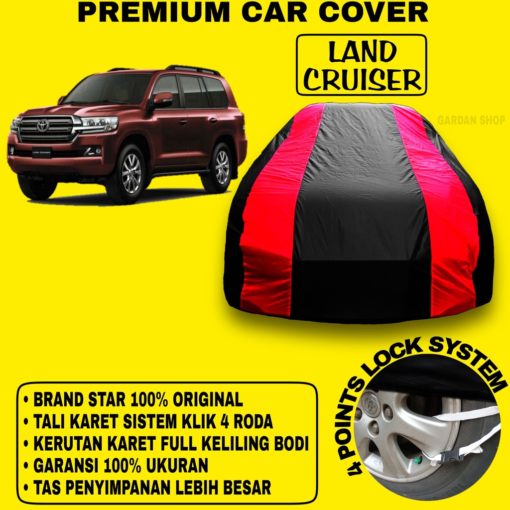 Body Cover LAND CRUISER Sarung Strip MERAH Penutup Pelindung Bodi Mobil Land Cruiser Waterproof Premium Cover