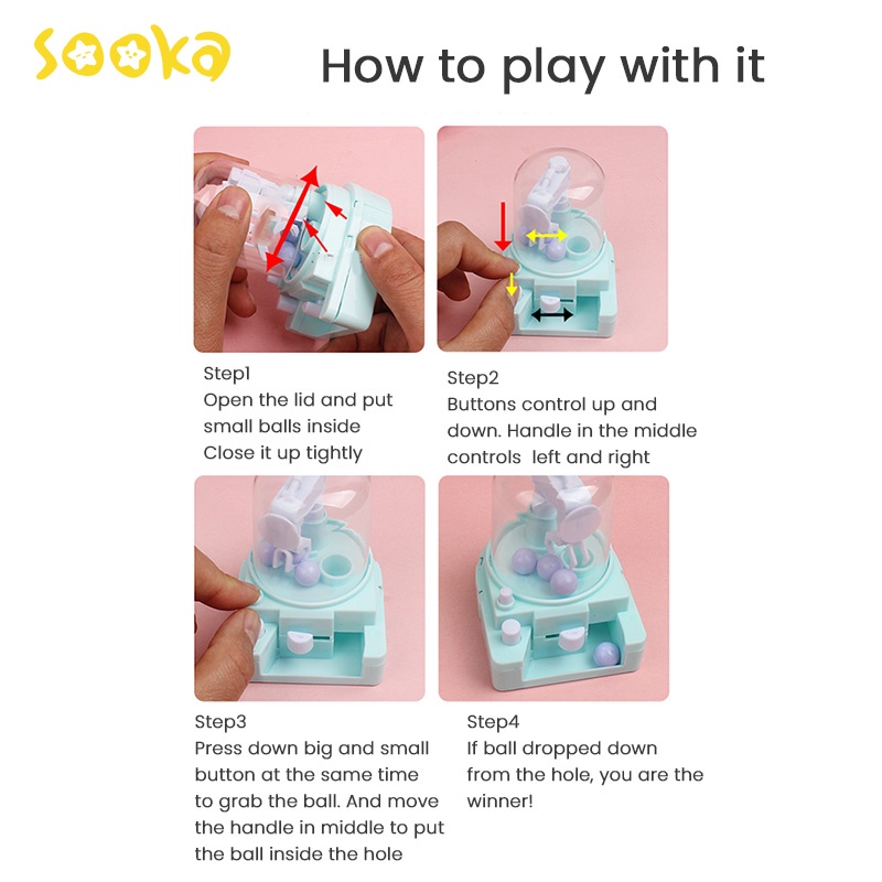 SOOKA Mini Claw Candy Crane Ball Mesin Capit Bola Mainan EdukasiUntuk Anak SK-GDA1081