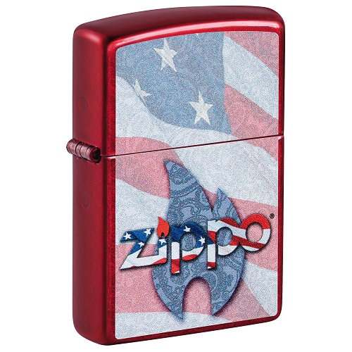Zippo 49781 Zippo US Flag Design Candy Apple Red