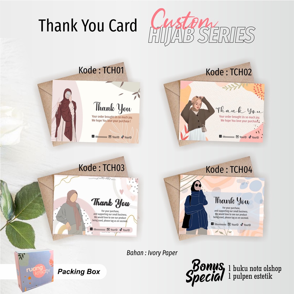 Thank Card - Kartu Ucapan - Thank You Card Olshop - Hijab Series