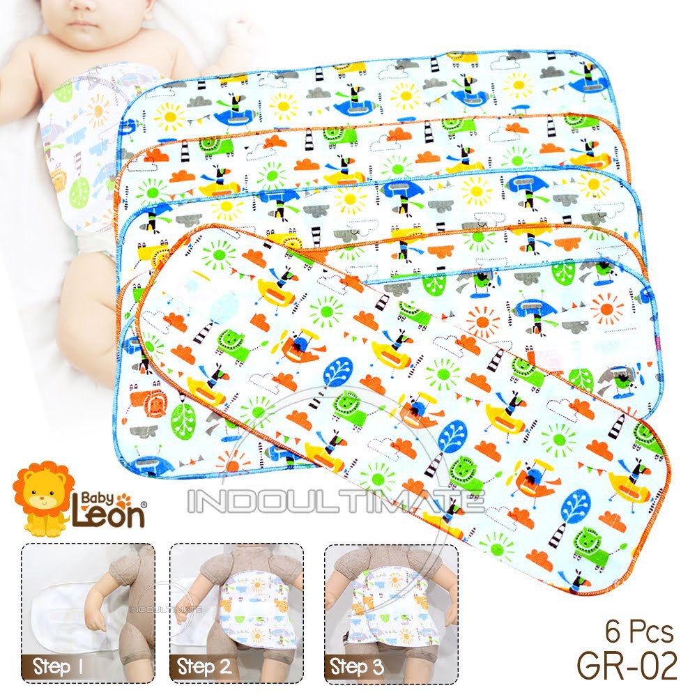 Gurita Bayi Instan Rekat Full Printing BABY LEON Baju Bayi NEWBON baru Lahir Gurita Perekat Perut Bayi Pengahat Perut Bayi GR-02