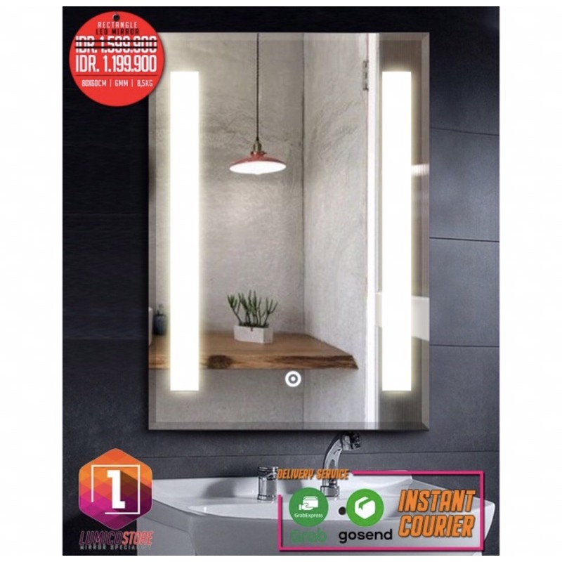 cermin led/ kaca led / cermin lampu / cermin touchscreen/ cermin kaca wastafel/cermin meja rias