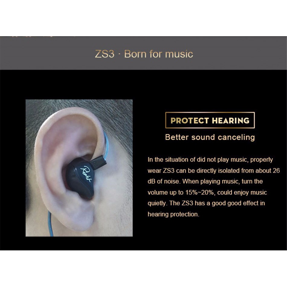 Earphone Sport dengan Mic Knowledge Zenith - KZ-ZS3 GARANSI